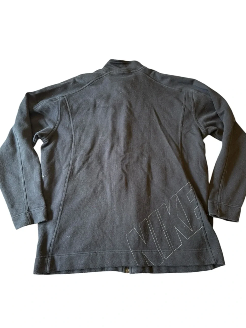 VTG‎ Nike Jacket Mens Large Black Fleece Lined Full Zip Back Logo Athleisure Y2K